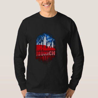 Colourful Munich Skyline Watercolor Art München Ba T-Shirt