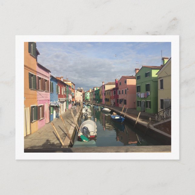 Colourful Murano, Venice Bordered Postcard (Front)