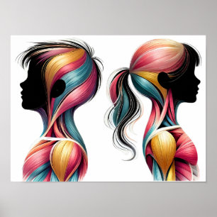 Colourful Muscle Anatomy Art – Children Silhouette Poster