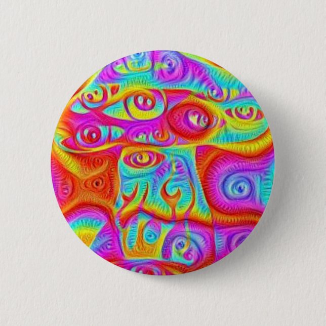 colourful mushroom 6 cm round badge (Front)
