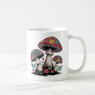 Colourful Mushroom and Flower Illustration Coffee Mug