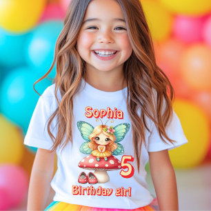Colourful mushroom fairy butterfly birthday  T-Shirt