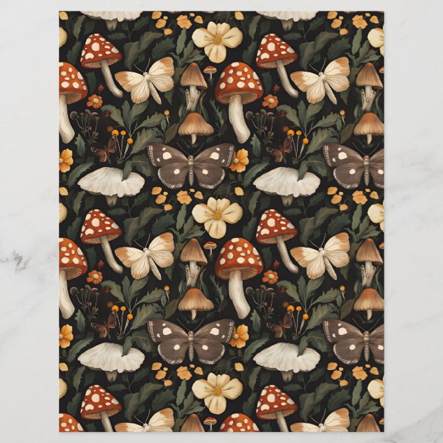 colourful mushroom fall pattern scrapbook paper (Front)
