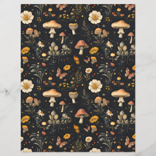 colourful mushroom fall pattern scrapbook paper