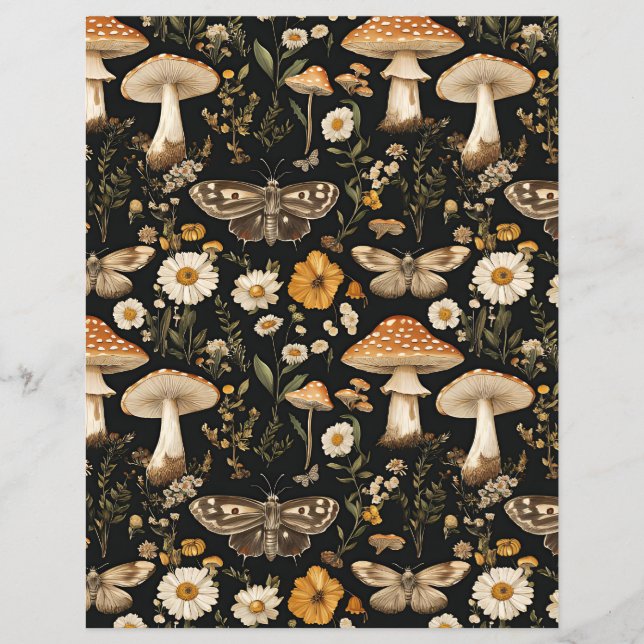 colourful mushroom fall pattern scrapbook paper (Front)