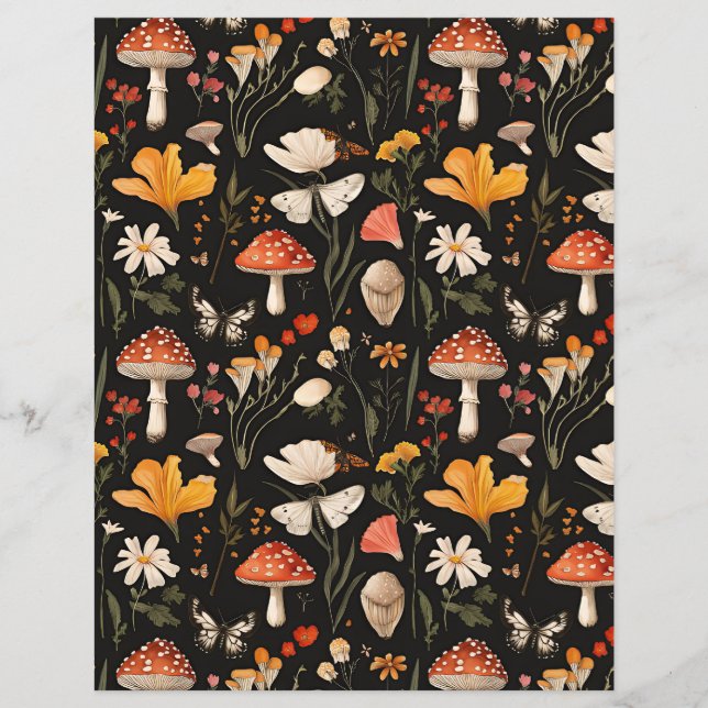 colourful mushroom fall pattern scrapbook paper (Front)
