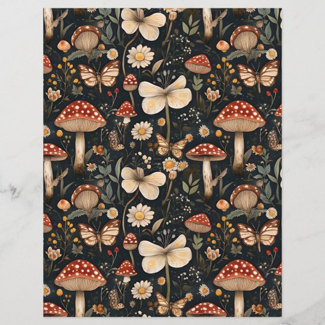 colourful mushroom fall pattern scrapbook paper (Front)