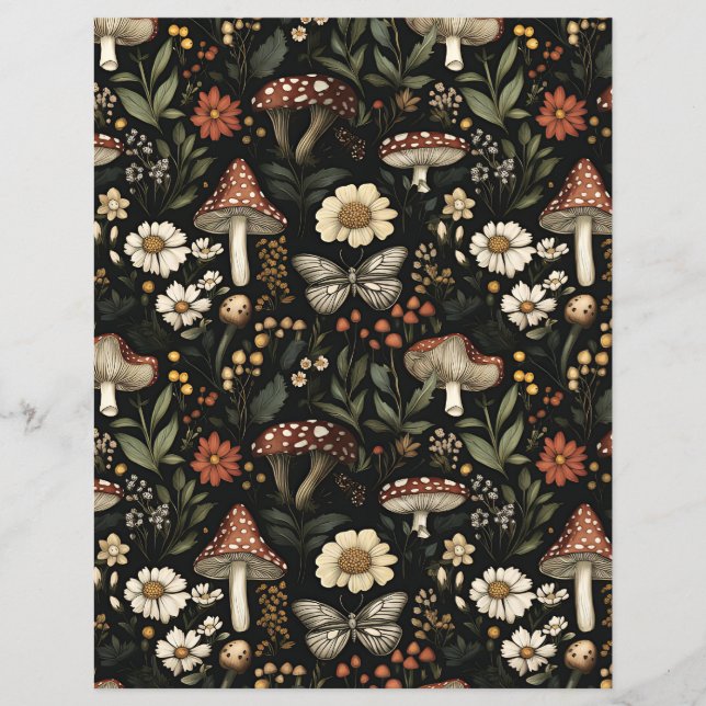 colourful mushroom fall pattern scrapbook paper (Front)
