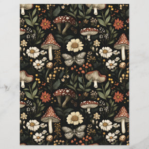 colourful mushroom fall pattern scrapbook paper