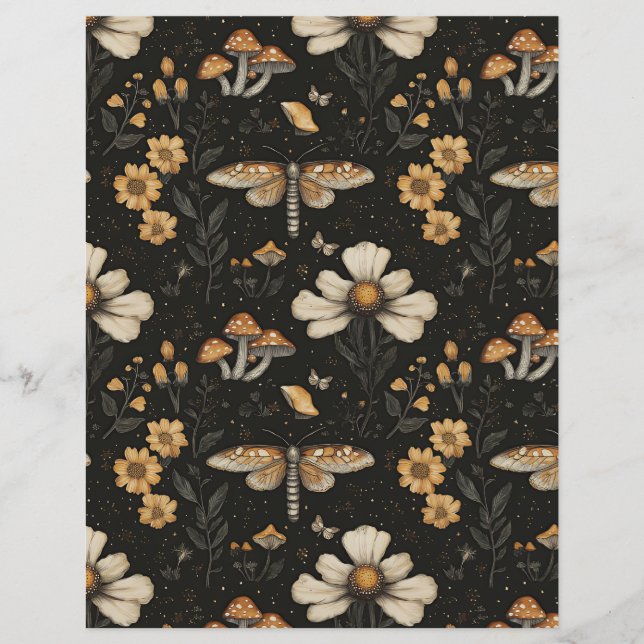 colourful mushroom fall pattern scrapbook paper (Front)