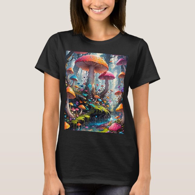 Colourful Mushroom Forest T-Shirt (Front)