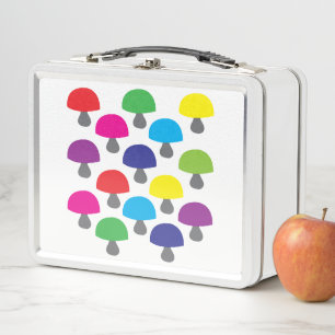 Colourful Mushroom Pattern Metal Lunch Box