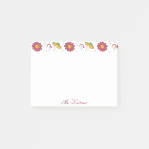 Colourful Mushroom, Rainbow and Daisies Pattern Post-it Notes