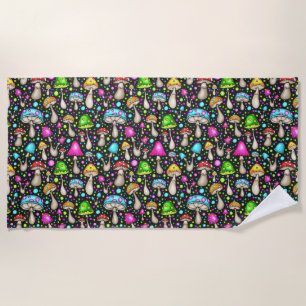 Colourful Mushroom Seamless Pattern Beach Towel