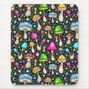 Colourful Mushroom Seamless Pattern Mouse Mat