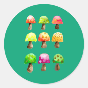Colourful mushroom well done teacher classic round sticker