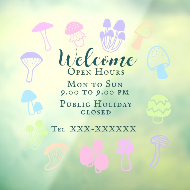 Colourful Mushroom Window Cling (Sheet 3)