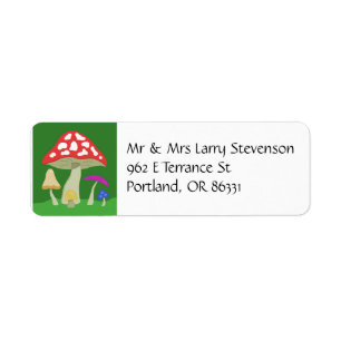 Colourful Mushrooms address label