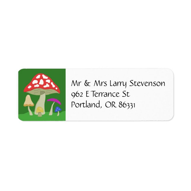Colourful Mushrooms address label (Front)