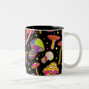 Colourful Mushrooms : Amazing Magic Plants Pattern Two-Tone Coffee Mug