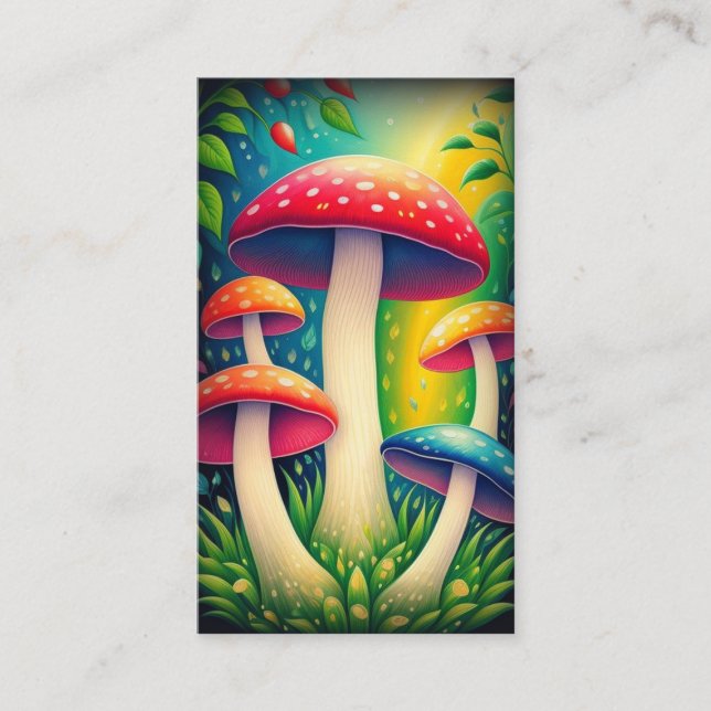 colourful mushrooms business card (Front)