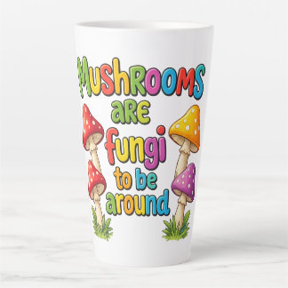 Colourful mushrooms design, bright forest fungi latte mug