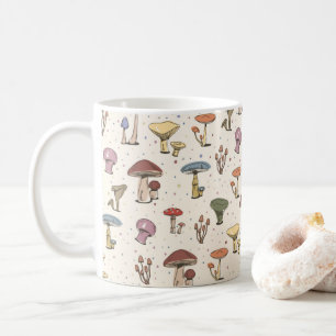 Colourful Mushrooms Doodle Pattern Coffee Mug