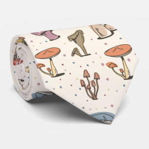 Colourful Mushrooms Doodle Pattern Tie