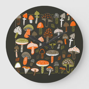 Colourful Mushrooms: Fairy Collection Large Clock