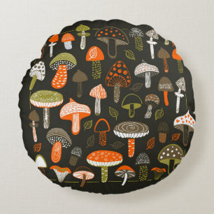 Colourful Mushrooms: Fairy Collection Round Cushion