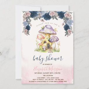 Colourful Mushrooms Flowers Baby Shower  Invitation