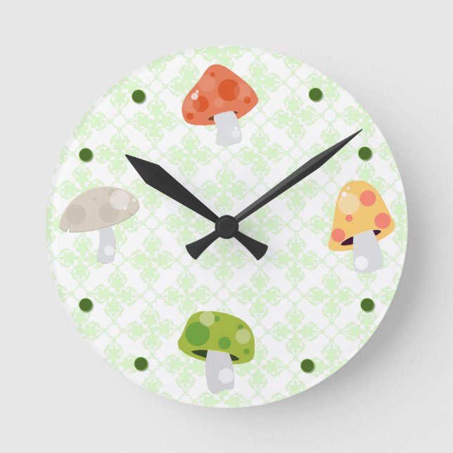 Colourful Mushrooms Kitchen Wall Clock (Front)