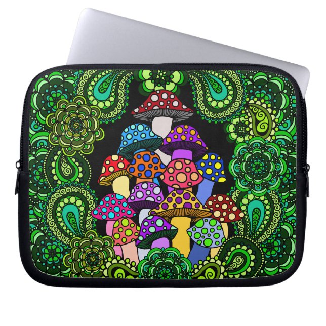 Colourful Mushrooms Laptop Sleeve (Front)
