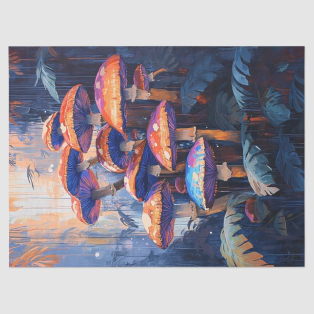 Colourful Mushrooms Rainforest Jungle Decoupage Tissue Paper (Front)