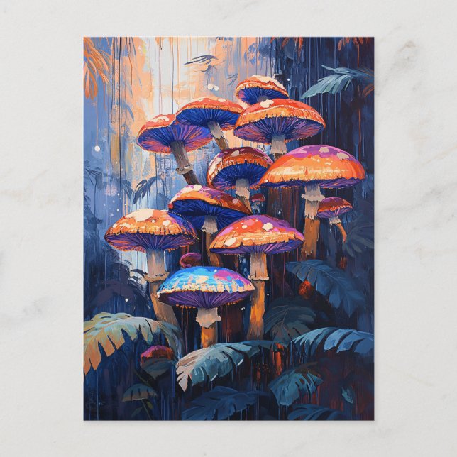 Colourful Mushrooms Rainforest Jungle Postcard (Front)
