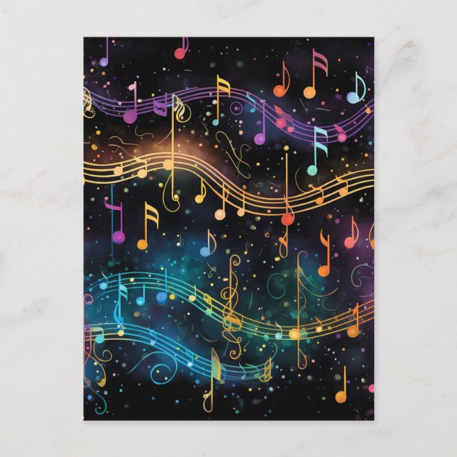 Colourful Music at Night Postcard (Front)