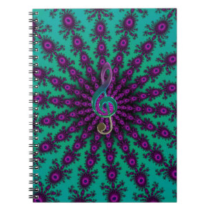 Colourful Music Clef on Star Fractal Notebook