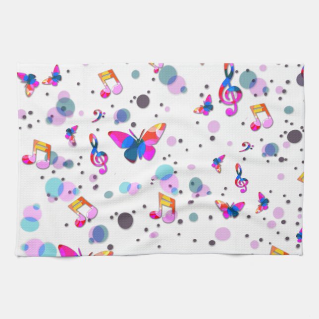 Colourful Music Design Tea Towel (Horizontal)