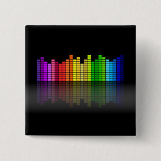 Colourful Music Equalizer w/Reflection, Cool Techn 15 Cm Square Badge