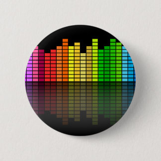 Colourful Music Equalizer w/Reflection, Cool Techn 6 Cm Round Badge