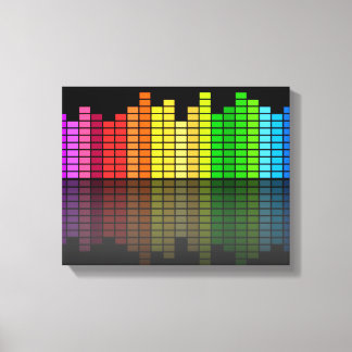 Colourful Music Equalizer w/Reflection, Cool Techn Canvas Print