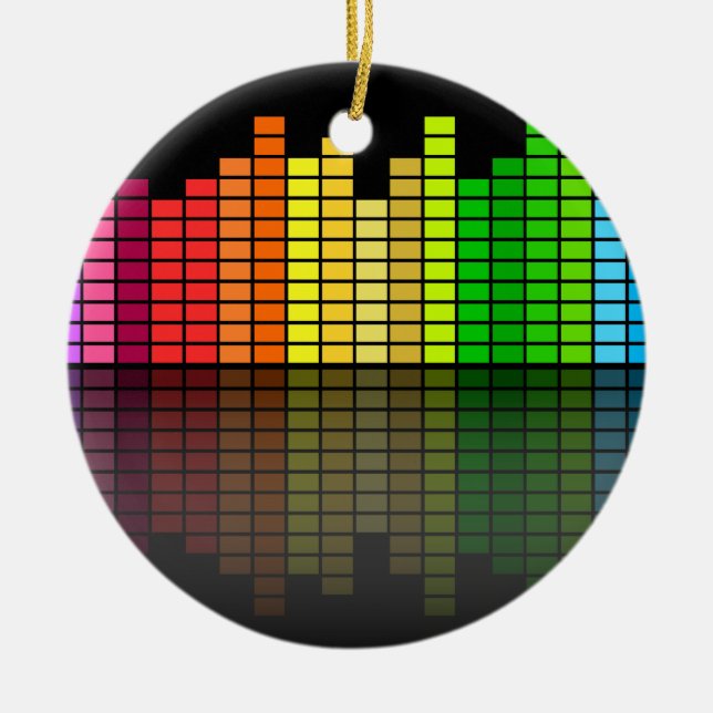 Colourful Music Equalizer w/Reflection, Cool Techn Ceramic Tree Decoration (Front)
