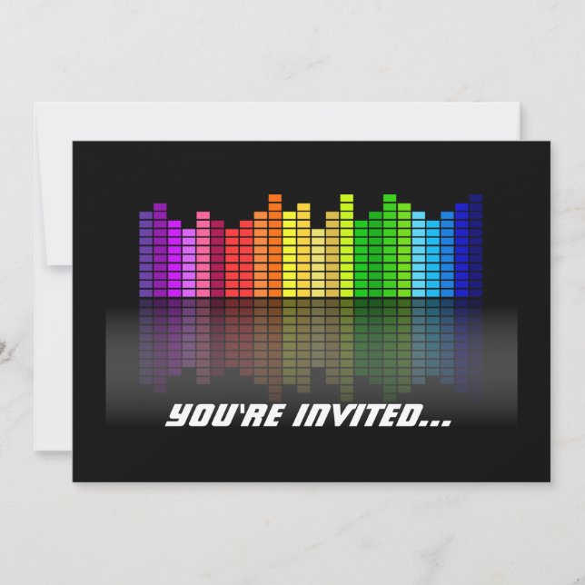 Colourful Music Equalizer w/Reflection, Cool Techn Invitation (Front)