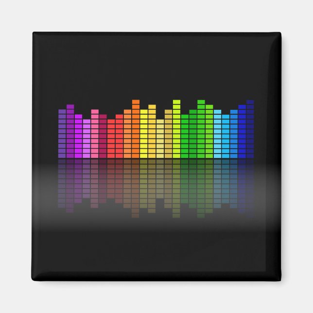 Colourful Music Equalizer w/Reflection, Cool Techn Magnet (Front)
