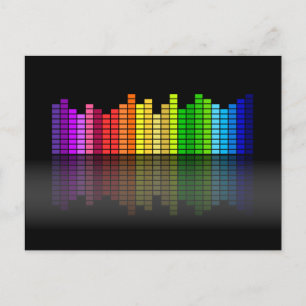 Colourful Music Equalizer w/Reflection, Cool Techn Postcard