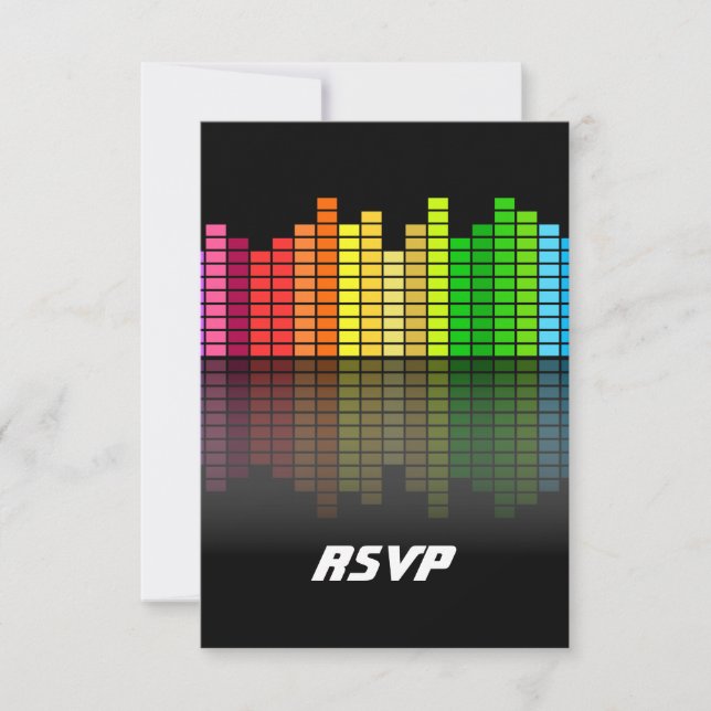 Colourful Music Equalizer w/Reflection, Cool Techn RSVP Card (Front)