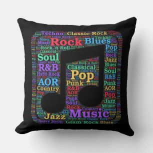 Colourful Music Genres Cushion