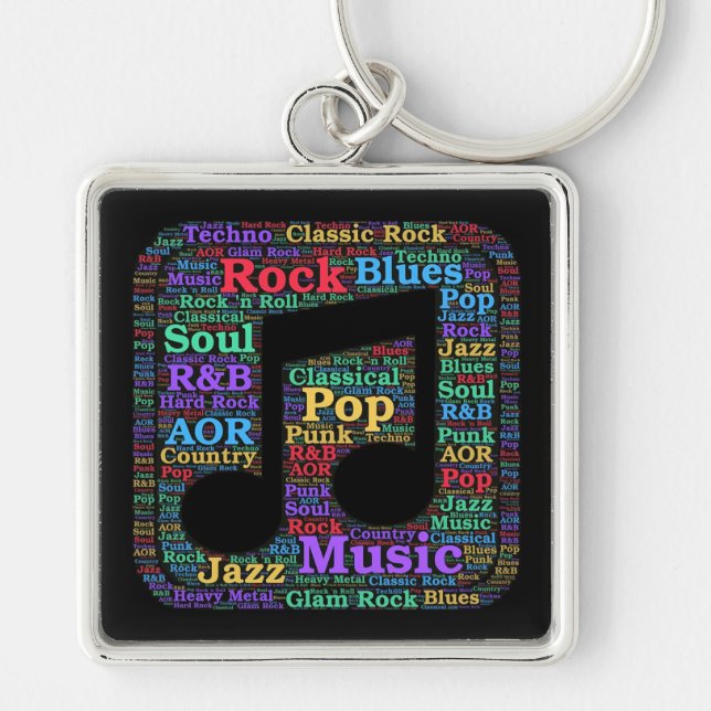 Colourful Music Genres Key Chain (Front)