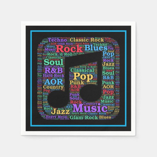 Colourful Music Genres Napkin (Front)