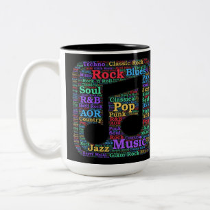 Colourful Music Genres Two-Tone Coffee Mug